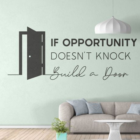 If opportunity doesn t knock build a door office motivational quote vinyl wall sticker | Huetion