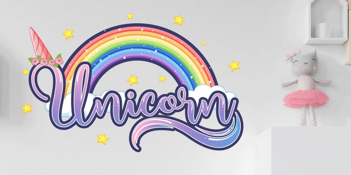 Girl Room Stars unicorn horn wall decal stickers fantasy girls bedroom wall art cute nursery.