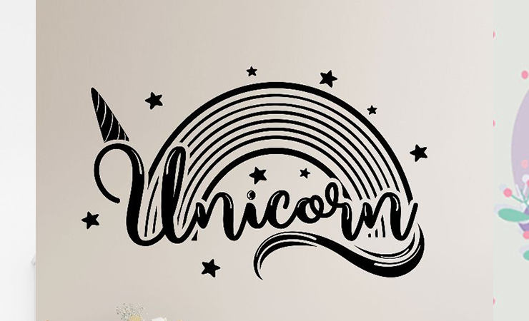 Unicorn wall stickers to bring rainbow magic to kids room | Huetion