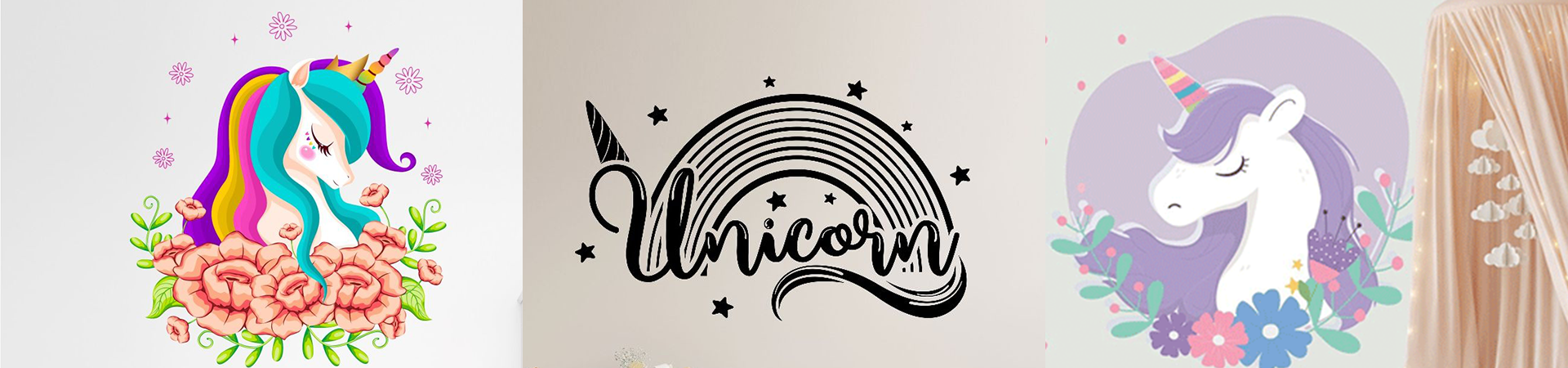 Unicorn wall stickers to bring rainbow magic to kids room | Huetion