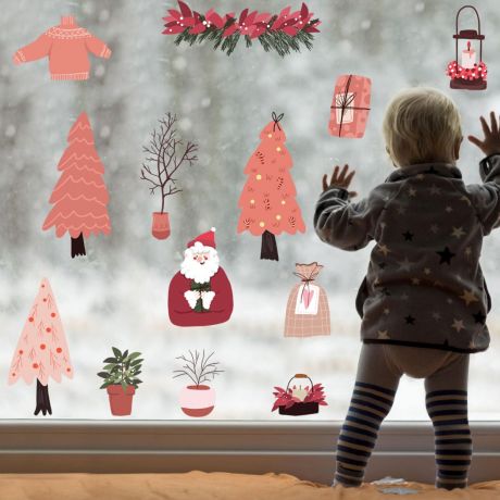 christmas decor window stickers christmas tree decor window decals for christmas windows decoration | Huetion