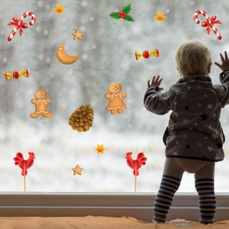 christmas decor window stickers christmas tree window decal for christmas home decors | Huetion