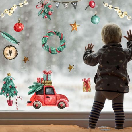 christmas decor window stickers christmas tree window decal for christmas window stickers | Huetion