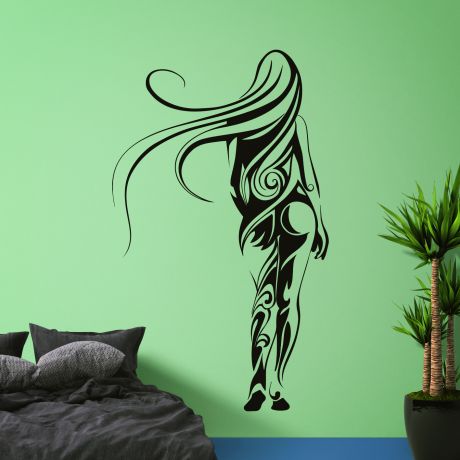 Attractive women walking behind wall decal | Huetion
