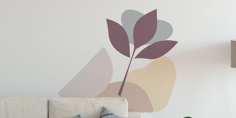 abstract shapes wall decals boho leaves wall sticker | Huetion