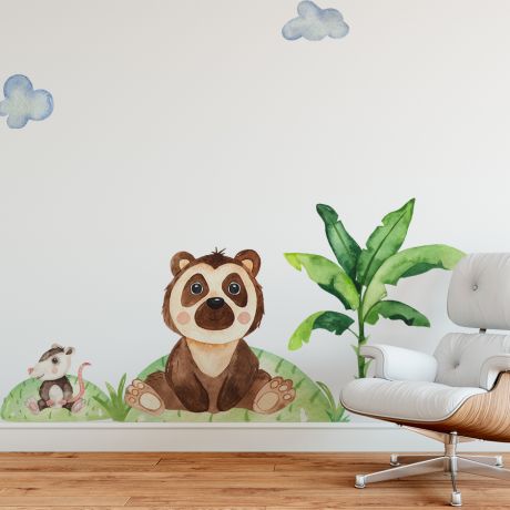 Bear and rat animal wall sticker for children | Huetion