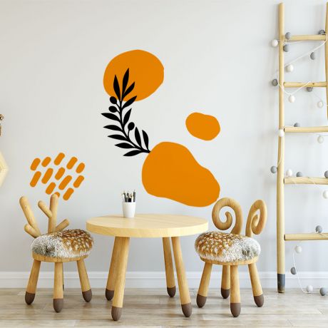 Boho leaves wall stickers abstract shapes wall decals | Huetion