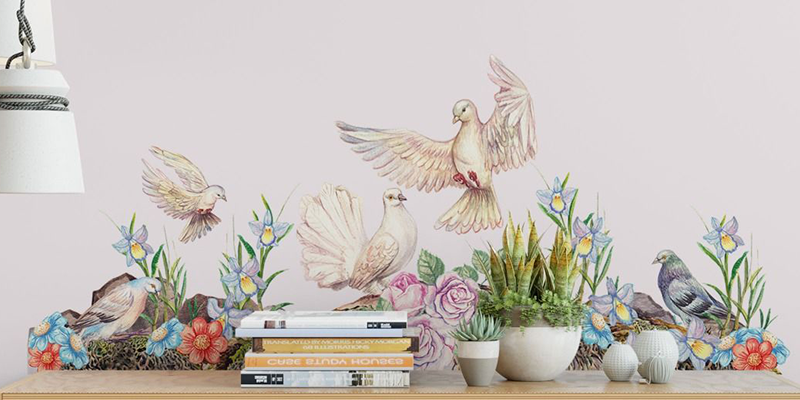 Floral bedroom headboard wall stickers | Huetion
