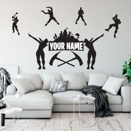 Fortnite personalized name wall art vinyl sticker for gaming room | Huetion
