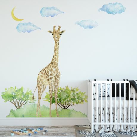 Giraffe nursery wall decor animal wall sticker for children | Huetion