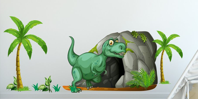 trex dinosaur cave wall decal for kids room jurassic parkdino peel stick wall sticker dinosaur jurassic park | Huetion