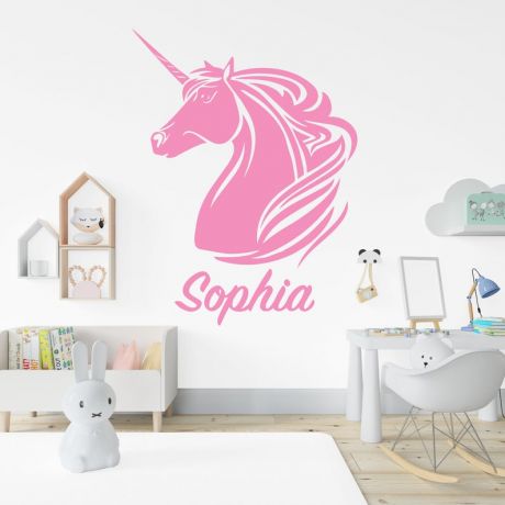 Custom name unicorn wall decal for unicorn girl room wall art sticker | Huetion