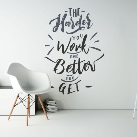 Hard work motivational quotes vinyl wall sticker for office | Huetion