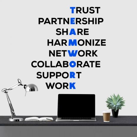 Teamwork inspirational quote office wall art motivational workplace quote wall decals | Huetion