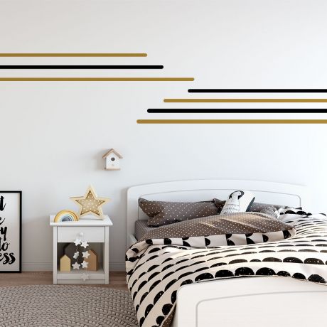 2 colour abstract lines pattern wall decal | Huetion