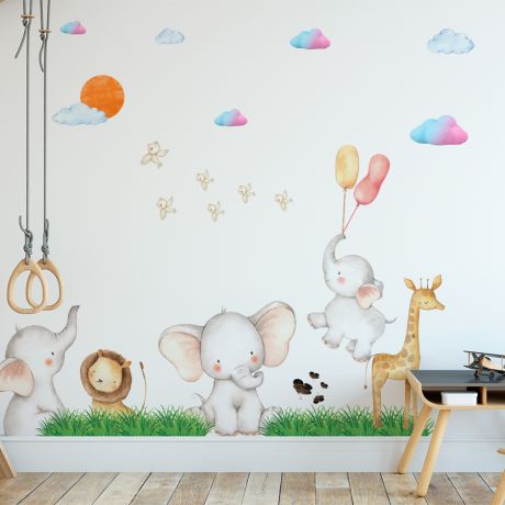 Kids room cute animal wall stickers | Huetion