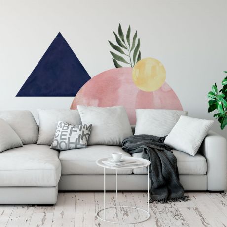 Watercolor boho sun with triangle and half circle decal | Huetion