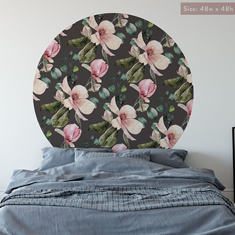 Bedroom headboard circle floral design | Huetion