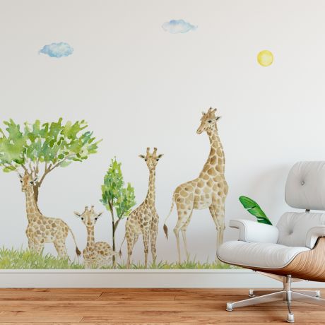 Big giraffe stickers set for kids nursery wall stickers | Huetion