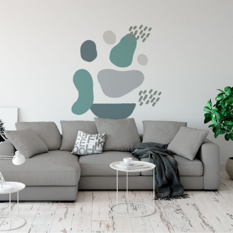 Boho leaves wall stickers abstract shapes decals | Huetion
