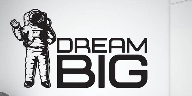 Dream big space wall decals nursery for outer space decor boy room decor | Huetion