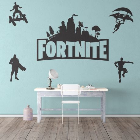 Fortnite wall decor sticker for game room house grey | Huetion