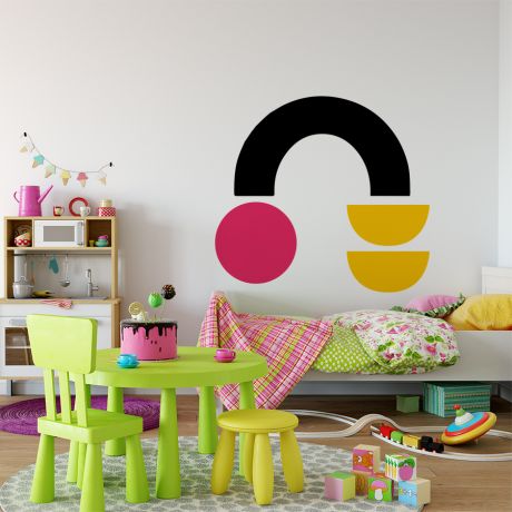 Half circles with circle boho shapes wall decor | Huetion