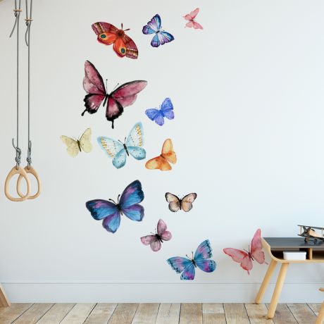 Peel and stick realistic colourful butterflies | Huetion