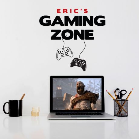 Custom name gaming zone wall decal | Huetion
