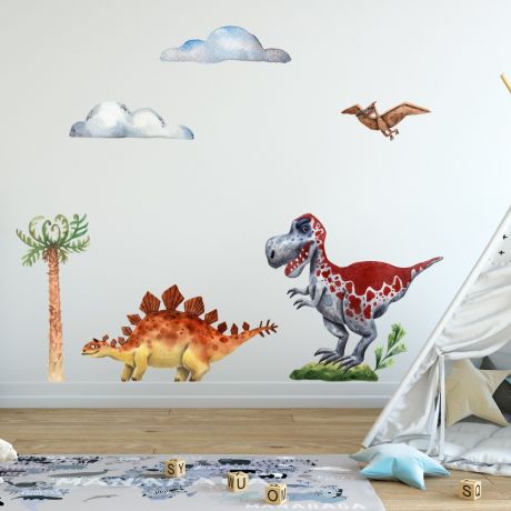 Dinosaur wall decal for kids room jurassic parkdino peel stick wall sticker | Huetion