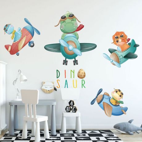 Flying dinosaur group wall decal for kids room jurassic park | Huetion