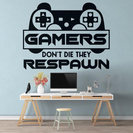Gamers don,t die they respawn wall decal for kids bedroom | Huetion