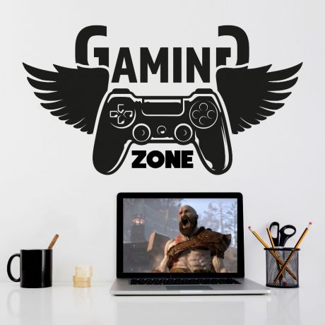 Gaming zone wall decal sticker gamer room vinyl wall decals | Huetion