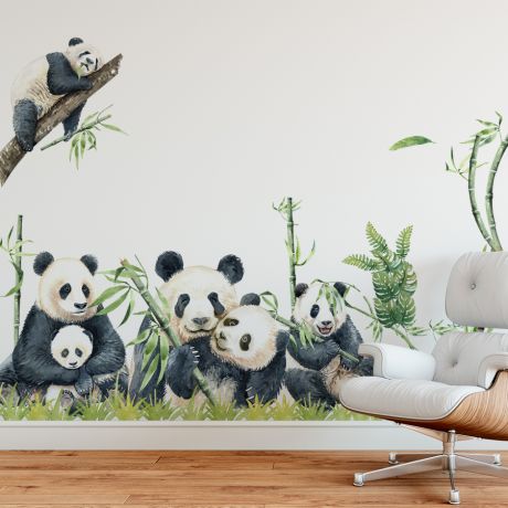 Giant panda wall stickers panda wall decal | Huetion