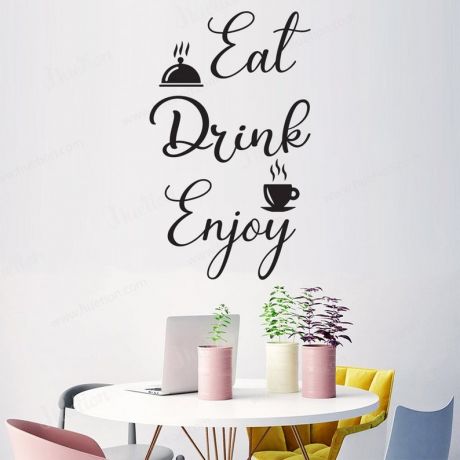 Eat drink enjoy wall decals for kitchen quote wall decals | Huetion