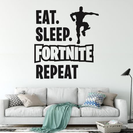 Eat sleep repeat gaming room vinyl decal wall stickers for boys gaming room | Huetion
