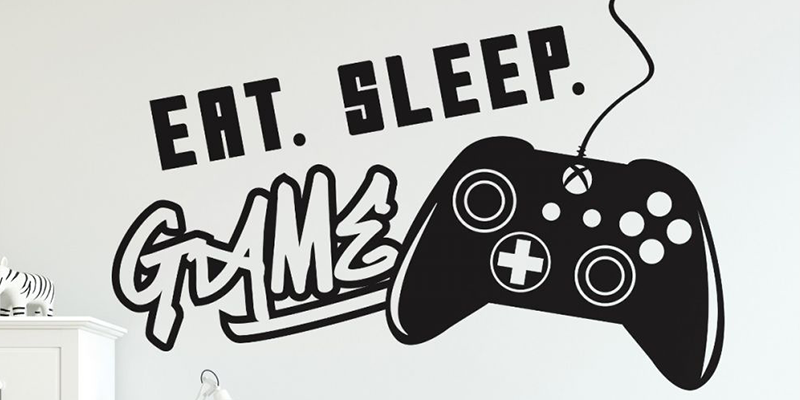 Gamer wall decal eat sleep game controller video game wall decals vinyl wall art | Huetion
