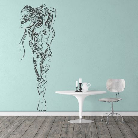 Artistic sexy girl with hat wall decal | Huetion