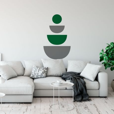 Half circles with circle boho shapes wall decor | Huetion