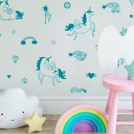 Magical unicorn for wall decal set | Huetion