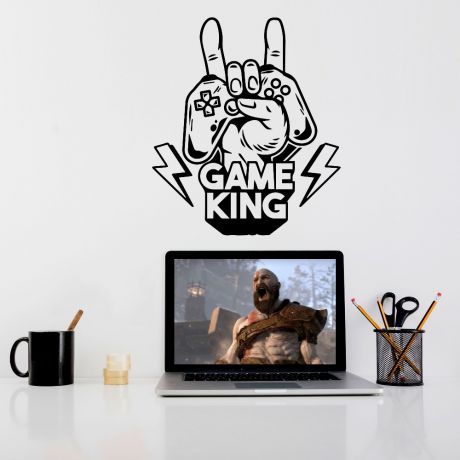 game king wall decals gamer teen room vinyl wall decal | Huetion