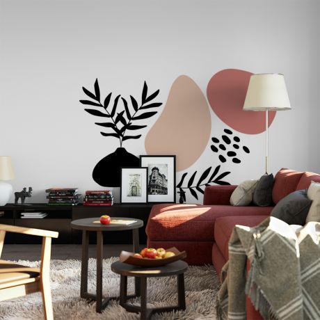 Abstract boho leaves wall decal shapes wall sticker scandinavian decor | Huetion