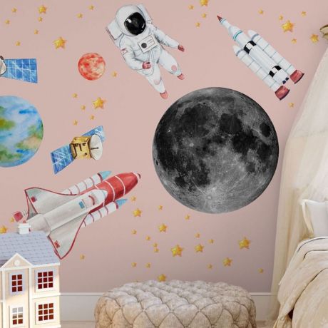 Astronaut wall decal kids room decor boys room wall decal | Huetion