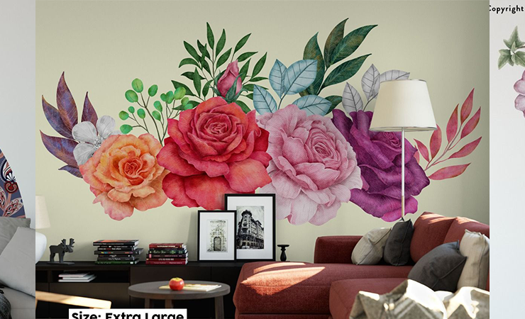 Floral Wall Decals | Huetion