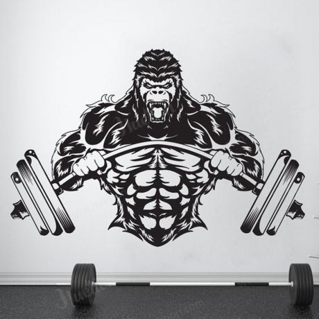 Gym wall decal custom fitness decor workout art vinyl stickers | Huetion