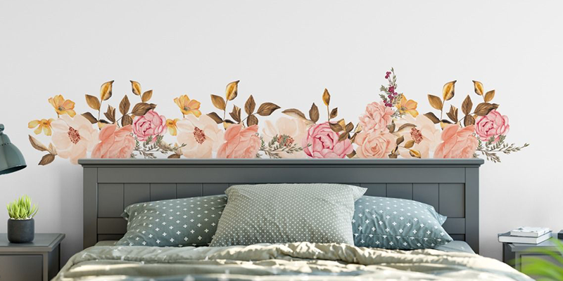 Peony flowers wall stickers floral room decoration | Huetion
