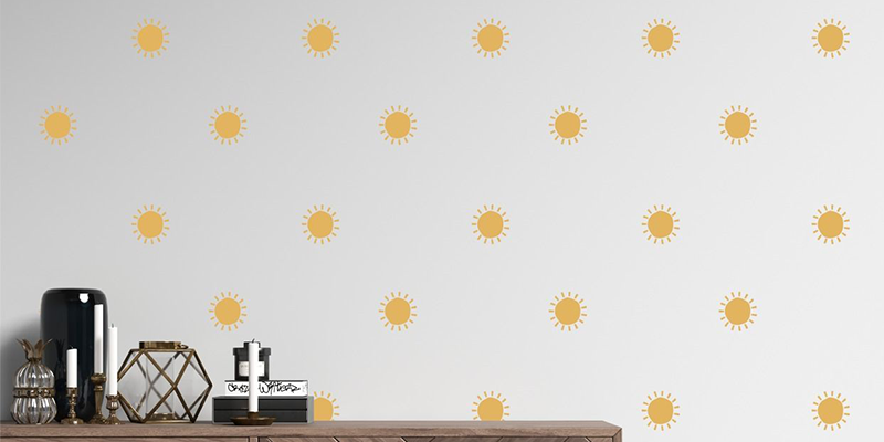 set of 70 boho sun wall decal shapes wall decor boho wall art decor | Huetion