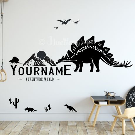Personalized name dinosaur wall stickers for nursery and kids rooms | Huetion