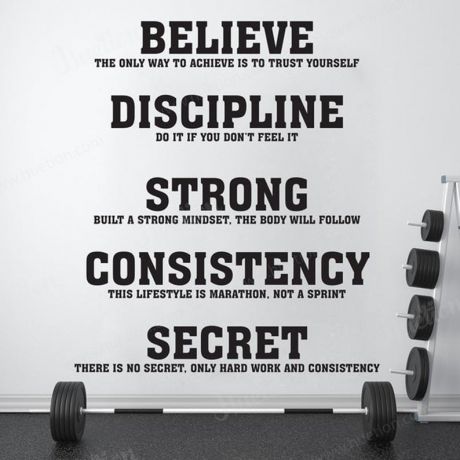Gym wall decal custom fitness decor workout art vinyl stickers gym quote stickers | Huetion