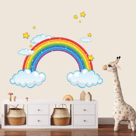 Rainbow wall decal stickers fantasy girls bedroom wall art cute nursery | Huetion